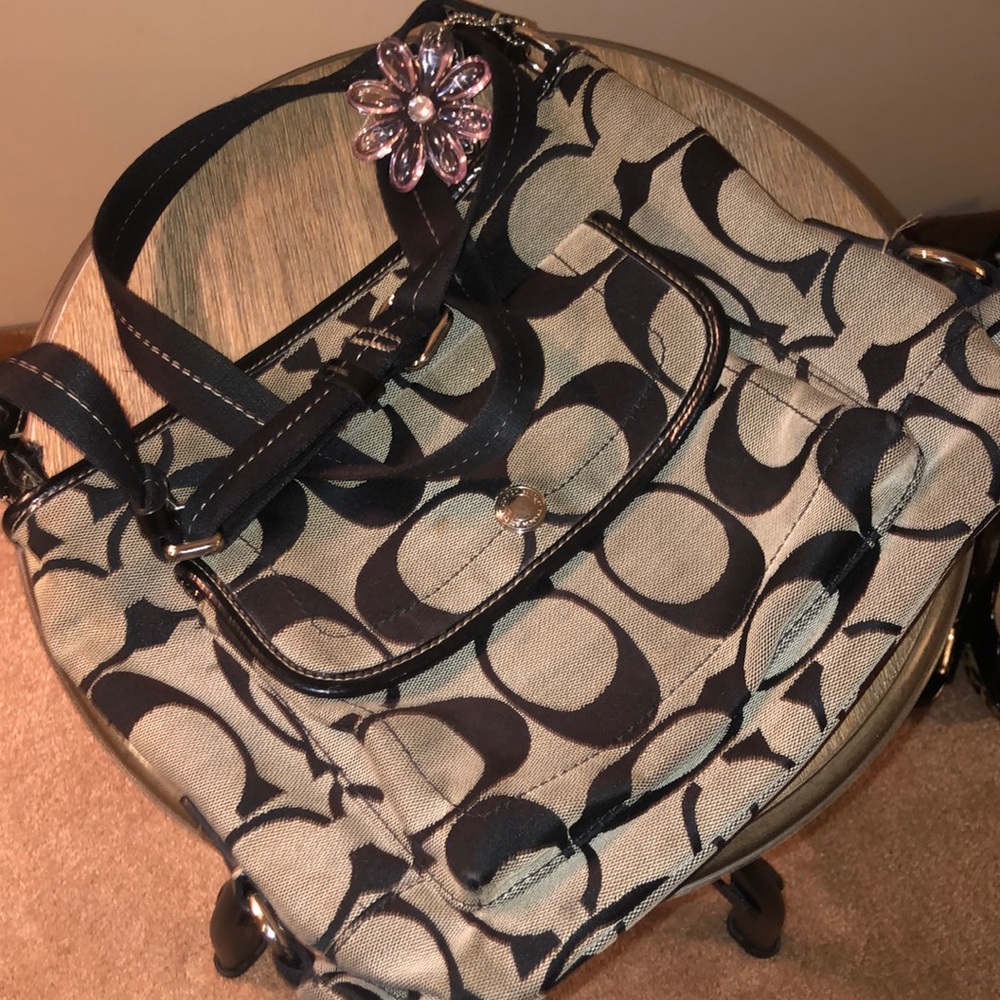 COACH Crossbody Bag- Black and grey, can be worn messenger style.